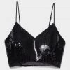 FRAME Just In Cropped Sequin Cami In Noir