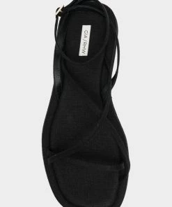 Gia Borghini Just In Crossover Strap Flat Sandals In Black