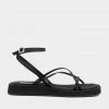 Gia Borghini Just In Crossover Strap Flat Sandals In Black