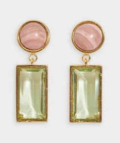 Lizzie Fortunato Crystal Column Earrings In Meadow