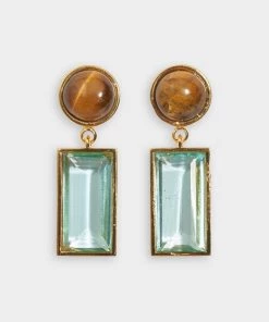 Lizzie Fortunato Crystal Column Earrings In Ocean Just In