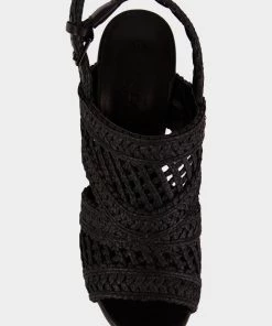 Clergerie Dady Slingback Platform Sandals In Black Raffia