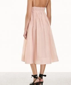 ZIMMERMANN Dancer Empire Waist Dress In Dusty Pink Featured Designers