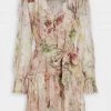 ZIMMERMANN Just In Dancer Lantern Sleeve Mini Dress In Blush Garden Floral