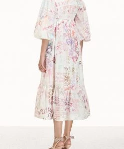 ZIMMERMANN Just In Dancer Panelled Bodice Dress In Ivory Graffiti