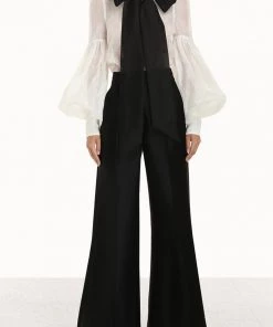 ZIMMERMANN Dancer Tie Neck Blouse In Ivory Featured Designers