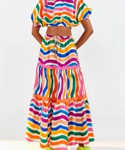 FARM Rio Dancing Stripes Maxi Skirt Just In