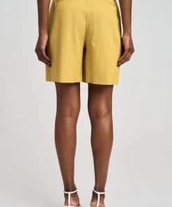 Derek Lam 10 Crosby Dax Pleated Bermuda Short In Mustard
