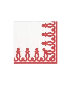 Caspari Dessin Passementerie Paper Linen Cocktail Napkins In Red Home & Beauty