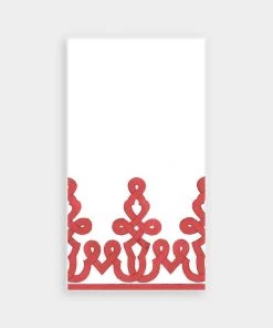 Caspari Dessin Passementerie Paper Linen Guest Towel Napkins In Red