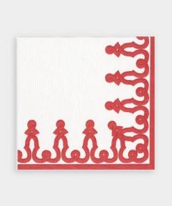 Caspari Dessin Passementerie Paper Linen Luncheon Napkins In Red