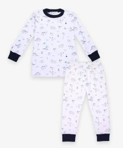 Babycottons Just In Dino's Art Snug Fit Nick Pajamas In Navy