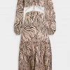 NICHOLAS Dora Midi Dress In Abstract Animal Print