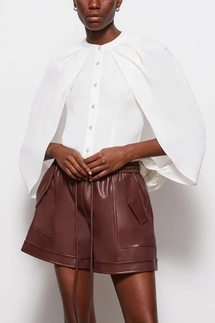 Jonathan Simkhai Just In Draped Linen Cape Top In White 2 Jonathan Simkhai Just In Draped Linen Cape Top In White