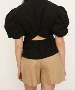 Vince. Draped Puff Sleeve Blouse In Black