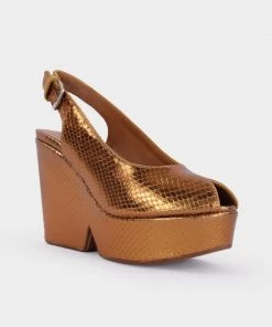 Clergerie Dylan Wedge Sandal In Bronze