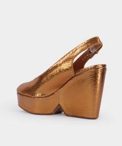 Clergerie Dylan Wedge Sandal In Bronze