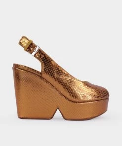 Clergerie Dylan Wedge Sandal In Bronze