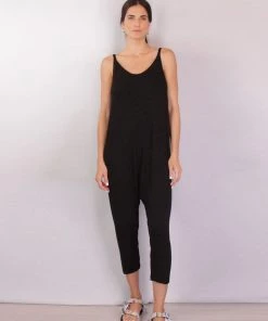 Enza Costa Just In Strappy Droprise Jumpsuit In Black