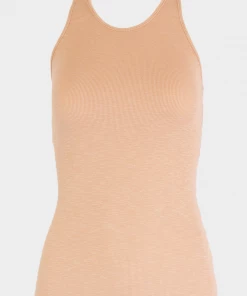 Enza Costa Textured Knit Racer Tank In Oat Milk