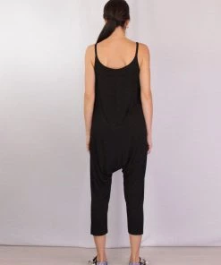 Enza Costa Just In Strappy Droprise Jumpsuit In Black