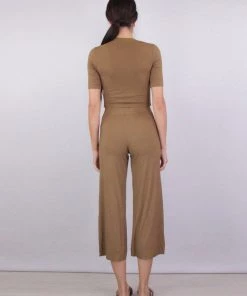 Enza Costa Just In Viscose Rib Cropped Pant In Fatigue