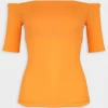 Enza Costa Stretch Knit Half Sleeve Off-Shoulder Top In Nectarine Just In