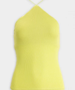 Enza Costa Just In Stretch Silk Knit Halter Tank In Lime