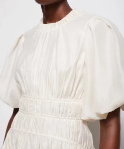 Jonathan Simkhai Echo Pleated Bubble Hem Mini Dress In Tan Just In