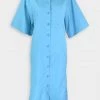 Tibi Eco Poplin Rolled Sleeve Shirtdress In Kairi Blue Just In