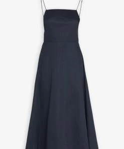 Tibi Eco Poplin Strappy Dress In Dark Navy Just In