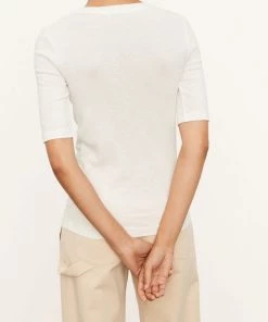 Vince. Elbow Sleeve Henley In Off-White Just In