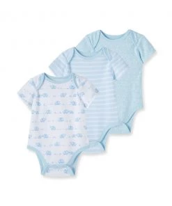Little Me Elephant 3-Pack Bodysuit In Blue Just In