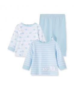 Little Me Elephant 3-Piece Pant Set In Blue Just In