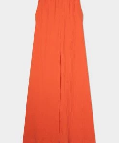 Jonathan Simkhai Just In Embry Cotton Gauze Pull-On Pants In Chili