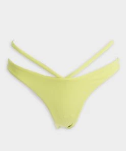 Jonathan Simkhai Emmalynn Solid Strappy Bikini Bottom In Lime Just In