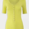 Enza Costa Silk Rib Half Sleeve Snap Henley Shirt In Citron Just In