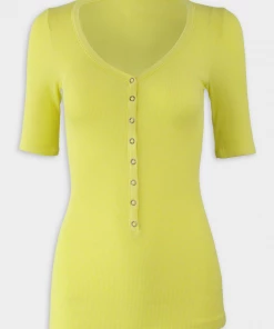 Enza Costa Silk Rib Half Sleeve Snap Henley Shirt In Citron Just In