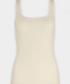 Enza Costa Just In Silk Rib Square Neck Tank In Natural