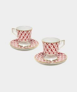 La DoubleJ Housewives Espresso Cup Set Of 2 In Cubi Rosso