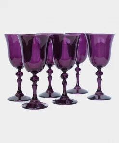Estelle Colored Glass Regal Goblet In Amethyst - Set Of 6