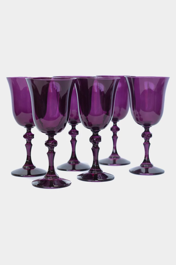 Estelle Colored Glass Regal Goblet In Amethyst - Set Of 6 2 Estelle Colored Glass Regal Goblet In Amethyst - Set Of 6