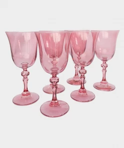 Estelle Colored Glass Regal Goblet In Rose - Set Of 6
