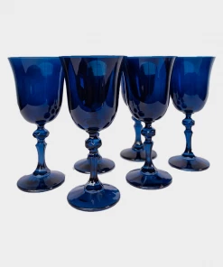 Estelle Colored Glass Regal Goblet In Midnight Blue - Set Of 6 Just In