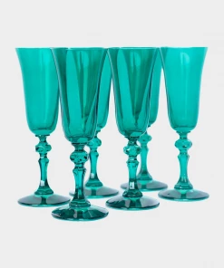 Estelle Colored Glass Home & Beauty Regal Flute In Emerald Green - Set Of 6