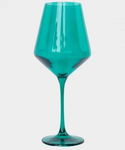 Estelle Colored Glass Wine Stemware Glass In Emerald Green - Set Of 6 Just In