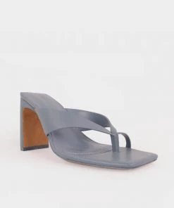 Jonathan Simkhai Just In Evangeline Square Toed Heel Sandals In Adriatic