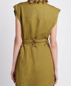 Aje. Evermore Pocket Dress In Olive Green