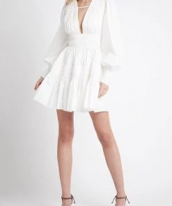 Aje. Fallingwater Gathered Mini Dress In Ivory Just In