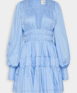 Aje. Just In Fallingwater Gathered Mini Dress In Powder Blue